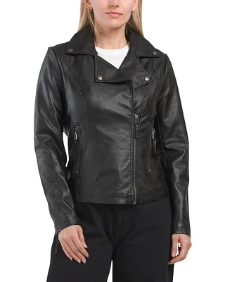 Faux Leather Front Zip Jacket