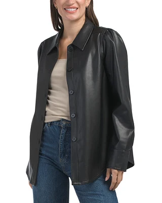 Faux Leather Shacket For Women