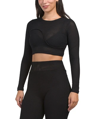 Fishnet Mesh Long Sleeve Wave Top For Women