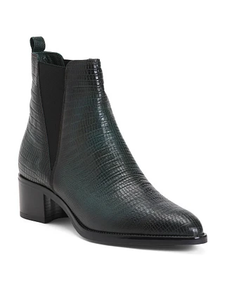 Leather Heel Chelsea Booties For Women