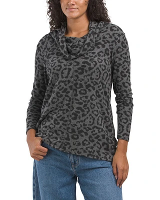 Cheetah Print Cowl Neck Top For Women