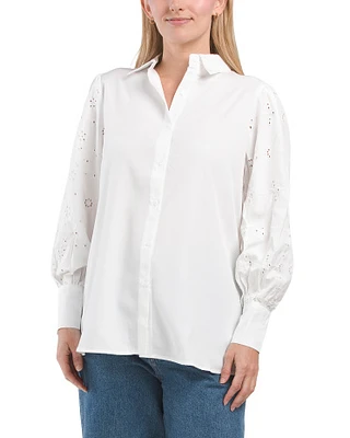 Eyelet Sleeve Shirt For Women