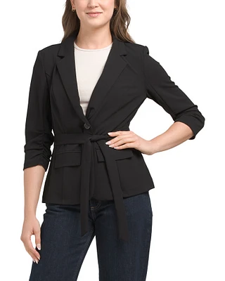 Scuba Crepe Tie Front Jacket