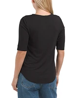 Elbow Sleeve Crepe Top For Women