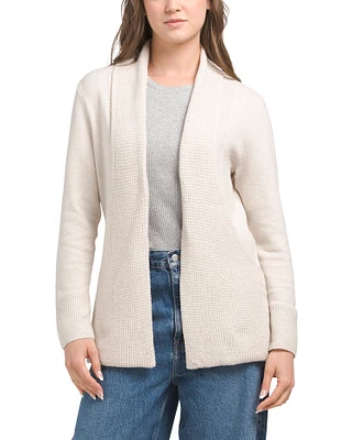 Waffle Knit Cardigan With Pockets