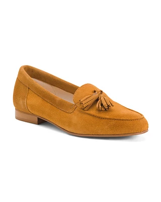 Suede Loafers With Tassels For Women