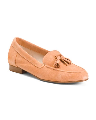 Suede Loafers With Tassels For Women