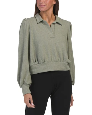 Rosie Heathered Cozy Collared Long Sleeve Sweater