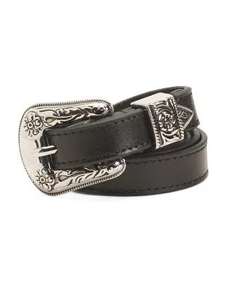 Leather Skinny Western Buckle Belt For Women