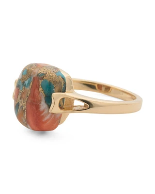 14Kt Gold Plated Sterling Silver Oyster Turquoise Ring