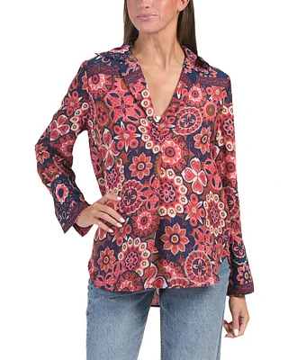 Printed Long Sleeve Blouse For Women