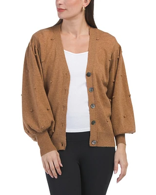 Merino Wool And Cashmere Blend Bobble Cardigan