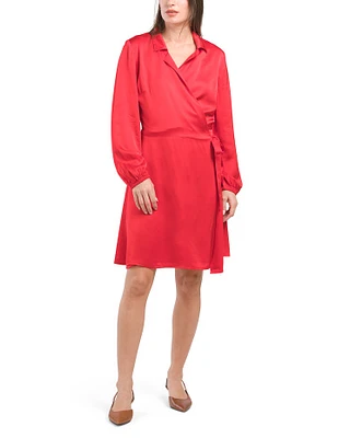 Long Sleeve Wrap Mini Dress For Women