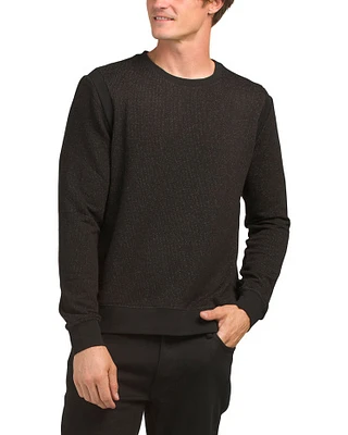 Brushed Boucle Ribbed Pull Over Sweatshirt For Men