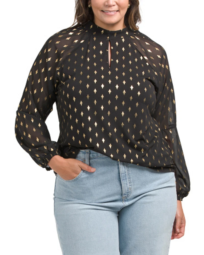 Plus Foil Crepe Top For Women