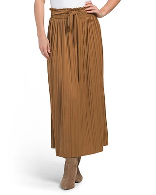 Pleated Skirt With Tie Waist Detail For Women