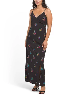 Rayon V-Neck Full Length Maxi Dress For Women