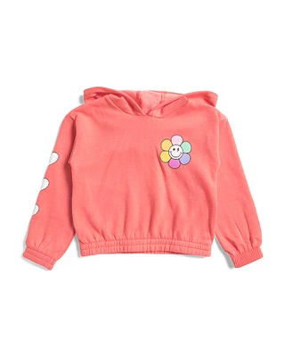 Girls Fleece Semi Cropped Pull Over Hoodie