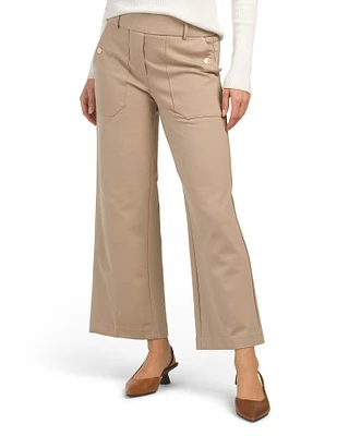 Ponte Wide Leg Cropped Pants For Women