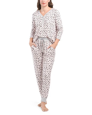 2Pc Henley Pajama Set For Women