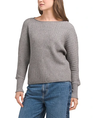 Ribbed Dolman Sleeve Sweater