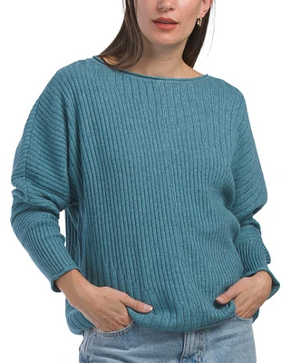 Ribbed Knit Dolman Sleeve Sweater