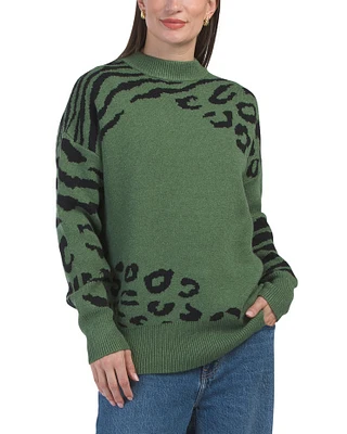 Color Blocked Animal Sweater