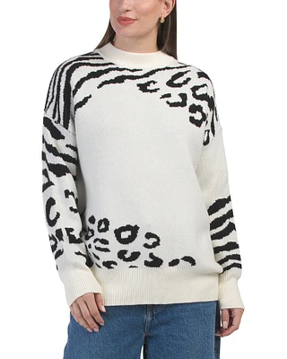 Color Blocked Animal Sweater