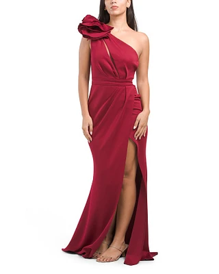 One Shoulder Gown With Rosette Detail For Women