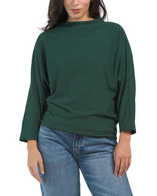 Mock Neck Dolman Sleeve Top For Women