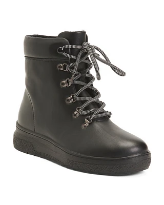 Waterproof Lace Up Inside Zipper Boots For Women