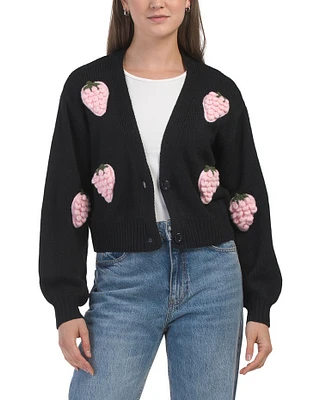 Long Sleeve 3D Strawberry Cardigan