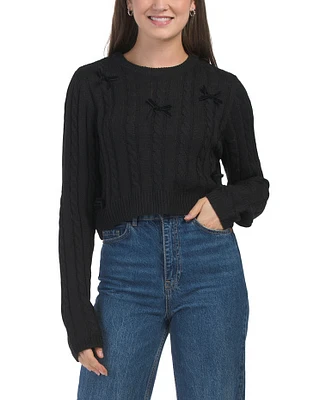 Long Sleeve Bow Embellished Sweater