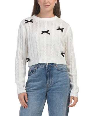 Long Sleeve Bow Embellished Sweater