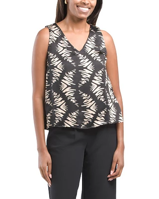 Sleeveless Abstract Print Blouse For Women