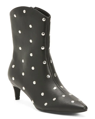 Kitten Heel Studded Booties For Women