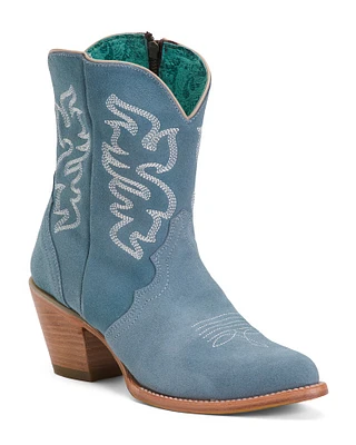 Suede Embroidered Cowboy Boots For Women