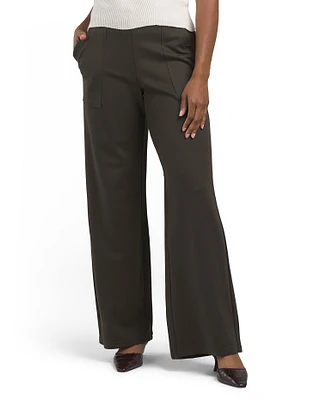 Easy Wide Leg Ponte Pants For Women