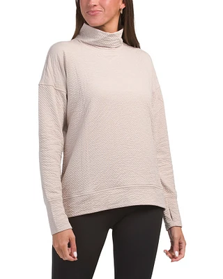 Jacquard Mock Neck Pull Over Top