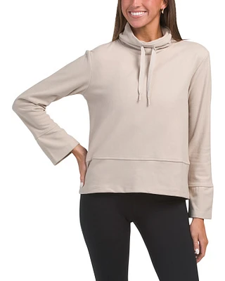 Ribbed Cowl Neck Pull Over Sweater