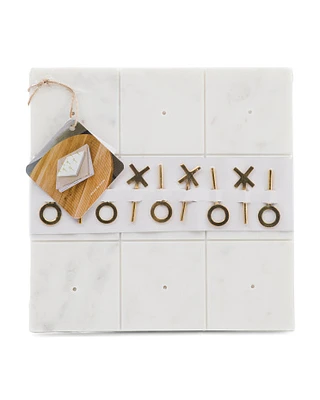 9In 3D X And O Marble Tic Tac Toe Set