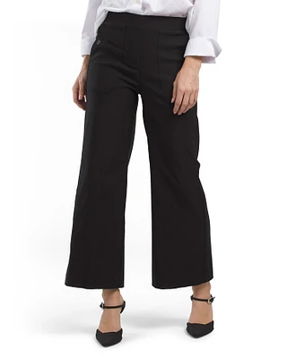 Wide Leg Luxe Pants With Button Accents For Women