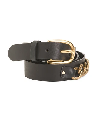 Leather Belt With Side Chain Application For Women