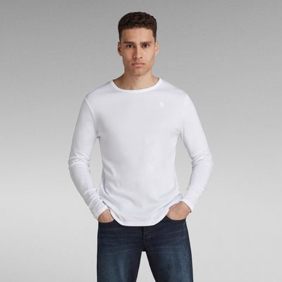 T-Shirt Basic Round Neck Long Sleeve | Blanc G-Star RAW®