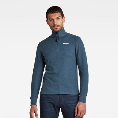 T-shirt manches longues Astro Half Zip | Bleu foncé | G-Star RAW®