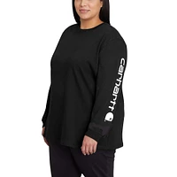 Women's Loose Fit Heavyweight Long-Sleeve Logo Sleeve Graphic T-Shirt