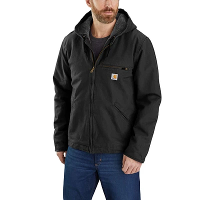 Men's Sherpa-Lined Jacket - Relaxed Fit Washed Duck 3 Warmest Rating