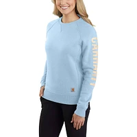 Women's Relaxed Fit Midweight Crewneck Block Logo Sleeve Graphic Sweatshirt