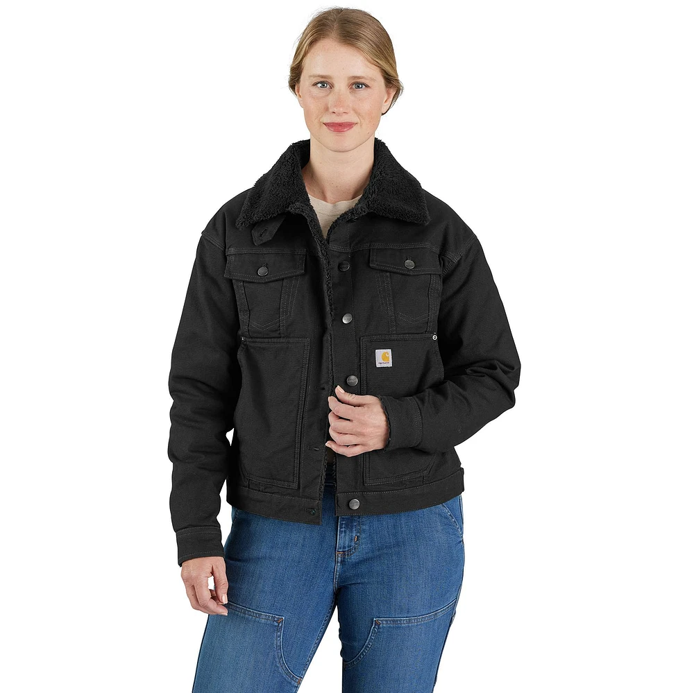 Women's Rugged Flex® Loose Fit Canvas Sherpa-Lined Jacket - 2 Warmer Rating