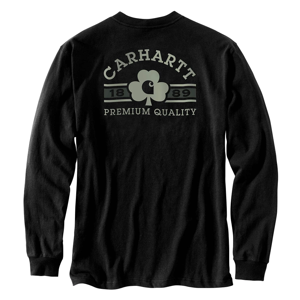 Loose Fit Heavyweight Long-Sleeve Shamrock Graphic T-Shirt